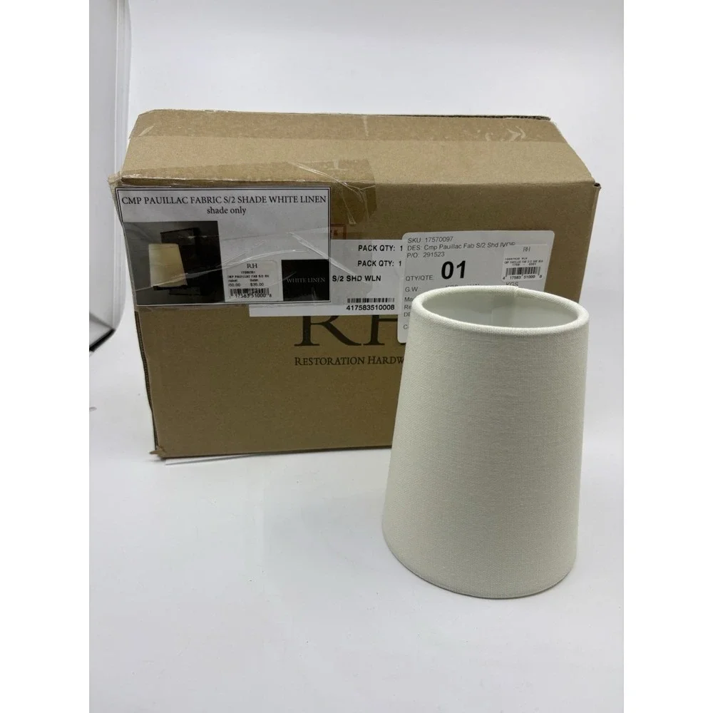 Restoration Hardware Cmp Pauliac S/2 Shade white Linen Lamp Shades New